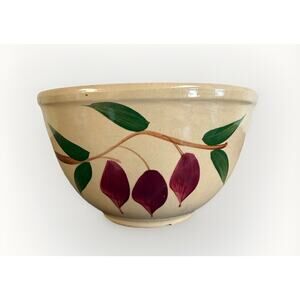 Vintage Watt Pottery 8 Inch Mixing Bowl Red Bud Pattern Farmhouse Kitchen